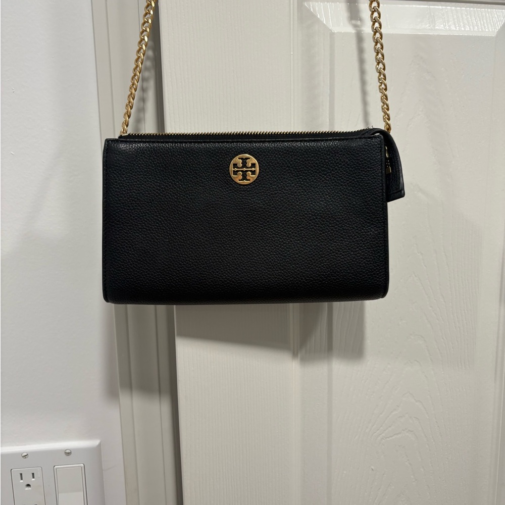 Tory Burch Black Crossbody Bag with Gold Chain